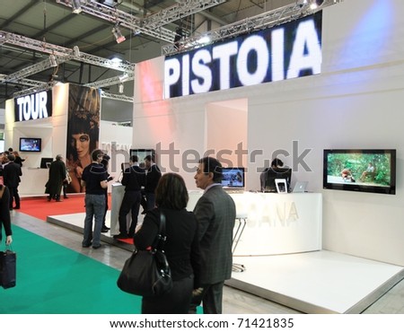 MILAN, ITALY - FEBRUARY 17: People visit Tuscany regional stand at Italy pavilion area during BIT, International Tourism Exchange Exhibition on February 17, 2011 in Milan, Italy.