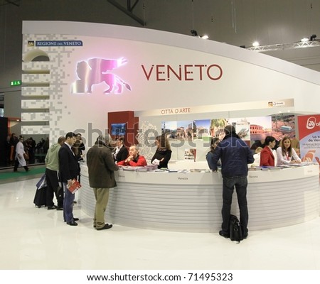 MILAN, ITALY - FEBRUARY 17: People visit Veneto regional tourism stand, Italy pavilion at BIT, International Tourism Exchange Exhibition on February 17, 2011 in Milan, Italy.
