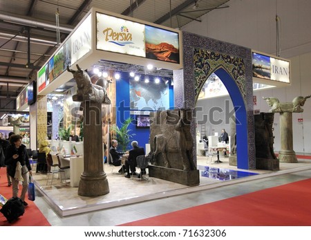 MILAN, ITALY - FEBRUARY 17: People visit the  Iran tourism stand at the Italy pavilion at BIT, International Tourism Exchange Exhibition on February 17, 2011 in Milan, Italy.