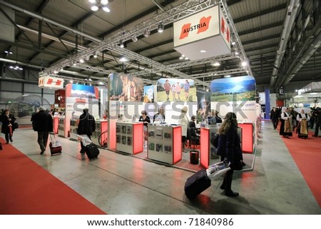 MILAN, ITALY - FEBRUARY 17: People at Austria tourism stand during BIT, International Tourism Exchange Exhibition on February 17, 2011 in Milan, Italy.
