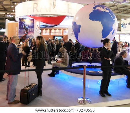 MILAN, ITALY - FEBRUARY 20: People visit France tourism pavilion during BIT, International Tourism Exchange Exhibition on February 20, 2010 in Milan, Italy.