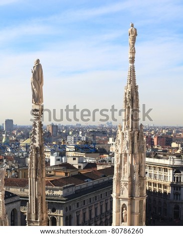 Gothic spires, Milan landscape