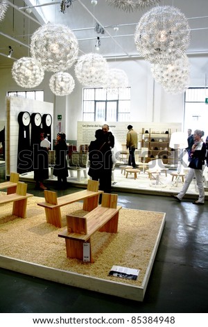MILAN, ITALY - APRIL 20: People visit Ikea exhibition pavilion during Fuorisalone, fashion and public design festival show April 20, 2009 in Milan, Italy