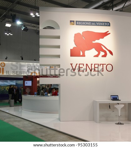 MILAN, ITALY - FEBRUARY 16: People visit Veneto regional stand at Italy national exhibition area during BIT, International Tourism Exchange Exhibition February 16, 2012 in Milan, Italy.