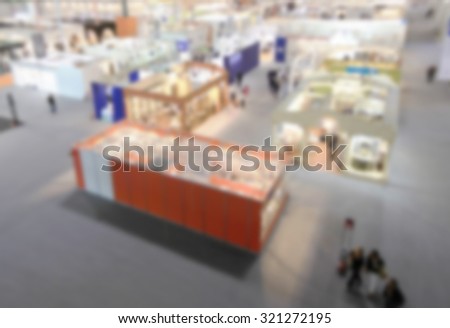 Trade show, panoramic view. Intentionally blurred post production.