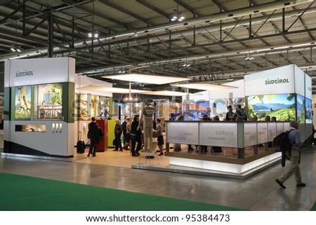 MILAN, ITALY - FEBRUARY 16: People visit tourism exhibition area during BIT, International Tourism Exchange Exhibition February 16, 2012 in Milan, Italy.