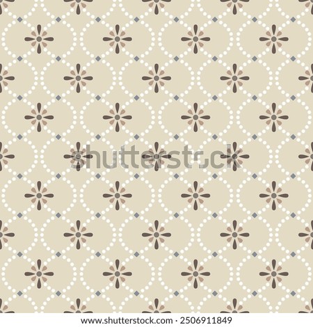 Seamless floral pattern. Abstract Seamless geometric floral pattern on beige background. Dotted vertical stripe pattern.