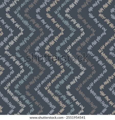 Seamless pattern with colourful hand drawn chevron. Zigzag chevron vertical stripes print on black background.