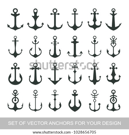 Set anchor emblem. Template sailor icon. Marine symbol symbol. Vector illustration of a yacht club, travel agency. theme of travel. Graphic logo, logotype for design