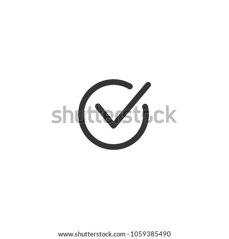Tick icon vector symbol doodle style checkmark isolated on white background