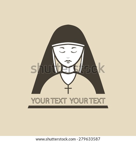 Nun Symbol Pictogram, logo. a nun Catholic praying