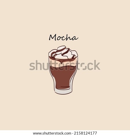 Vector hand-drawn illustration of hot mocha coffee