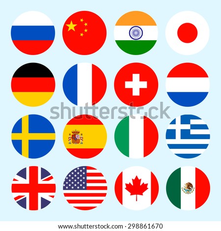 Simple circle flags vector of the countries in flat style.