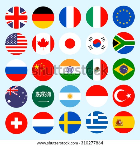 Simple circle flags vector of the countries in flat style.