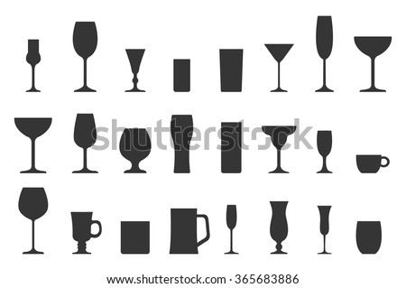 Vector illustration of silhouette glass collection.