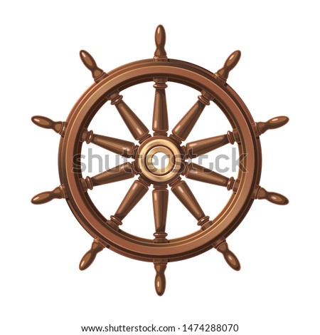vector boat handwheel, ship wheel helm. Sea, ocean symbol