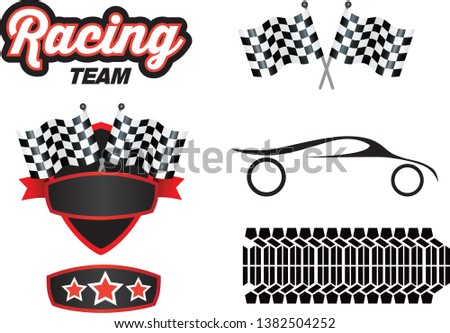 Vector illustration of a motorsports design elements on a white background