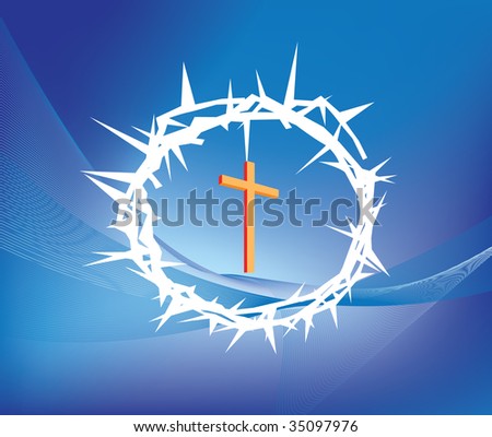 illustration of crown of thorns and christian cross
