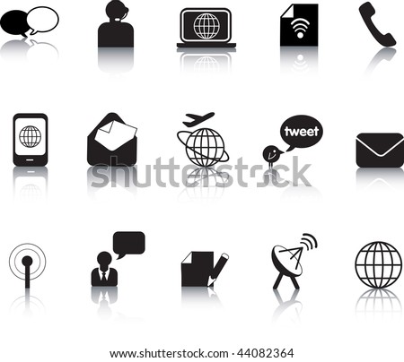 Set of vector communication icon button silhouettes