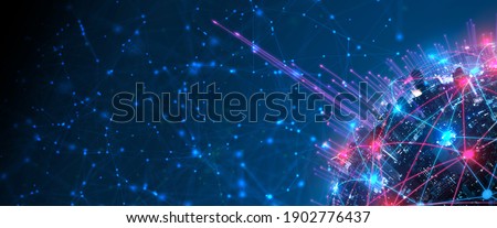 Modern city with wireless network connection and city scape concept.Wireless network and Connection technology concept with city background at night. Foto stock © 