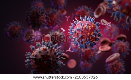 Macro coronavirus(covid-19) cell Delta and Omicron variant,deltacron(2022), B.1.1.529,B.1640.1,COVID 19 variant of SARS-CoV-2.Mutated coronavirus SARS-CoV-2 flu disease pandemic,3D render illustration Stok fotoğraf © 