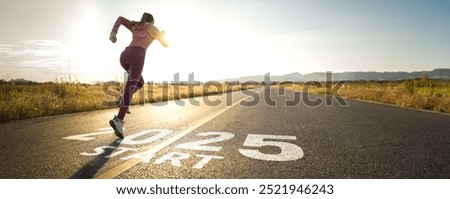 Similar – Image, Stock Photo woman running on the street