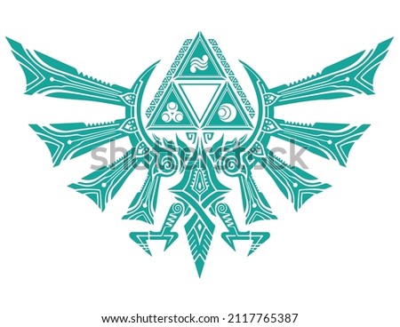 Icon Eagle And Triangle Zelda Blue Vector