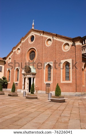 Church of Santa Maria delle Grazie in Milan (Italy - 15th century). The back wall of the convent dining hall is covered by \