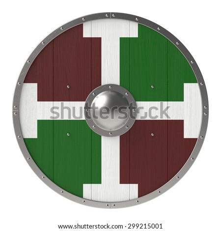 Viking shield with brown-green cross pattern