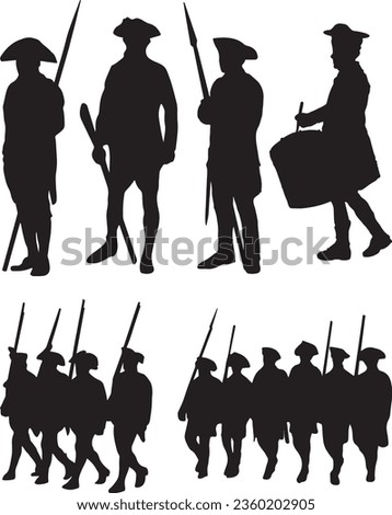 American Revolution Soldiers Silhouette Vector Graphic Pack