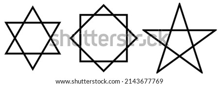 Star icons vector. Stars symbols with different pointed : five, six, eight. Vector illustration on transparent background