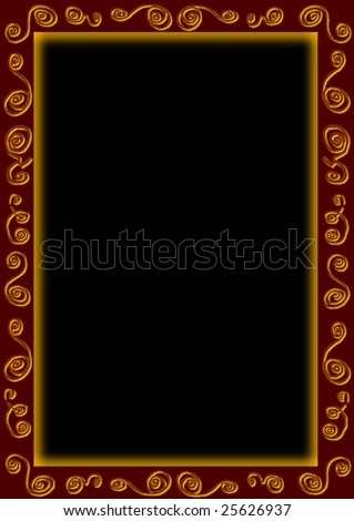 Black colored  background with a brown plastic border with african decorative elements