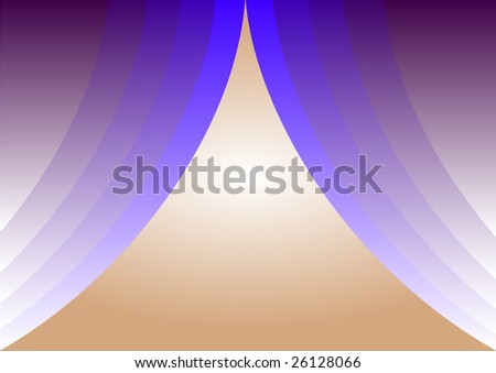 blue gradient theater curtain with a light brown gradient background