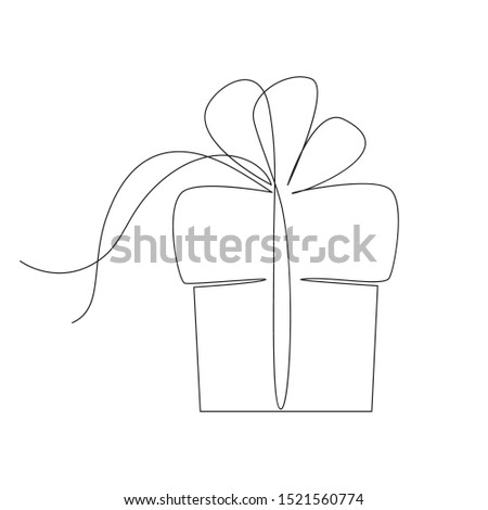 vector one line illustration of a funny cute gift.