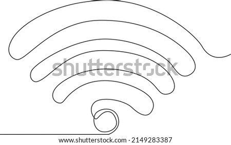 Continuous one line drawing of a signal wifi icon . Single line draw design vector graphic illustration.