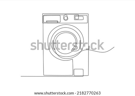Continuous one line drawing Modern Washing Machine. Laundry service concept. Single line draw design vector graphic illustration.