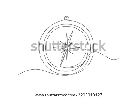Single one line drawing compass for locating direction. Shipment and logistic concept. Continuous line draw design graphic vector illustration.
