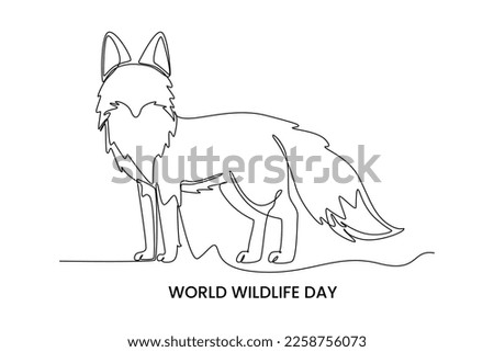 Continuous one line drawing a fox. World wild life concept. Single line draw design vector graphic illustration.