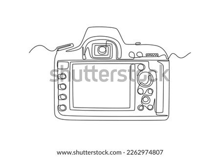 Continuous one line drawing camera. Video shooting tools concept. Single line draw design vector graphic illustration.