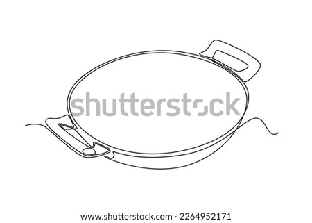 Single one line drawing dripping pan. Cooking utensil concept. Continuous line draw design graphic vector illustration.
