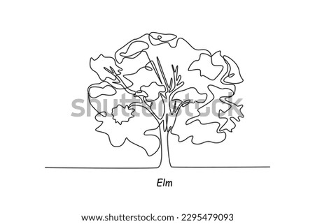 Single one line drawing elm. Tree concept. Continuous line draw design graphic vector illustration.