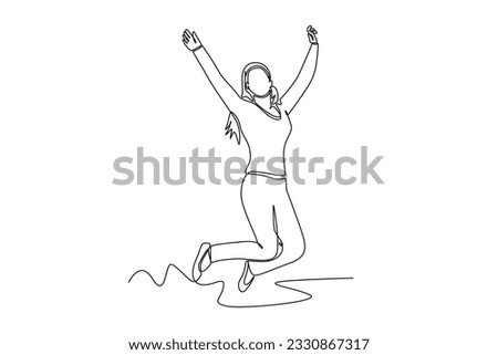 Single one line drawing Happy free people flying, floating and jumping in air. Freedom concept. Continuous line draw design graphic vector illustration.