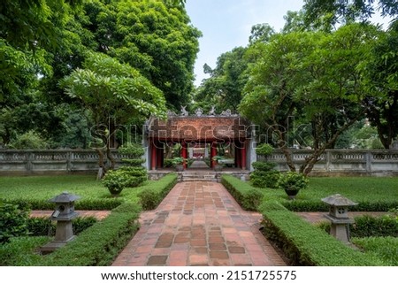 Van Mieu - Quoc Tu Giam (The Temple of Literature) is one of the most attractive tourist spots in Nothern Vietnam constructed in 1070 during Ly Thanh Tong's dynasty Stock fotó © 
