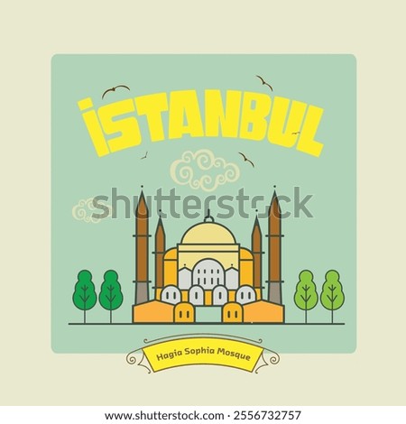 istanbul'un önemli yapıları, ayasofya camii vectör 
Translate:important buildings of istanbul, hagia sophia mosque vector