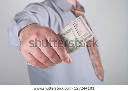 business man giving a money