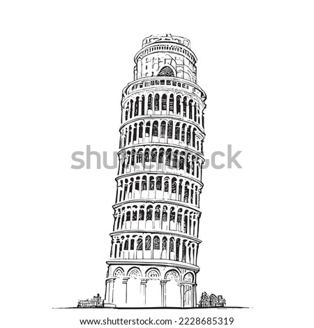 Leaning tower of pisa abstract hand drawn sketch Vector illustration