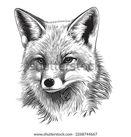 Fox face sketch hand drawn in doodle style illustration