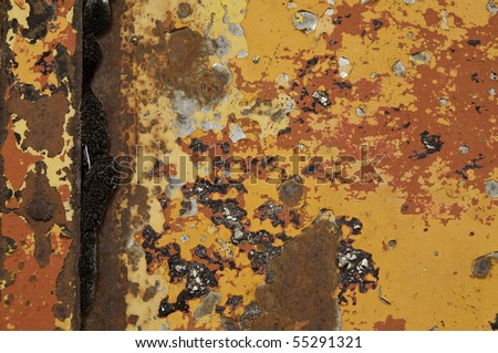 Layers of old paint on metal door. It is great for texture.
