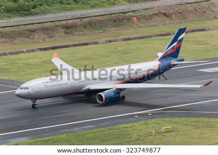 Phuket, Thailand ; September 17,2015 Aeroflot airway airplane take off at phuket airport
