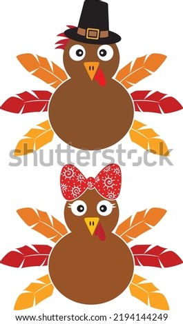 Cute Turkey 2, Happy Fall, Thanksgiving Day, Happy Harvest, Vector Illustration File